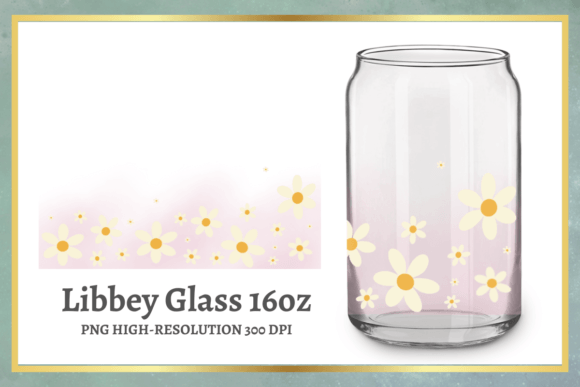Daisy Watercolor 16oz Libbey Glass Can