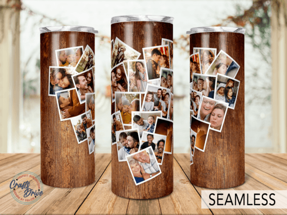Heart Wood Photo Collage Tumbler 20oz