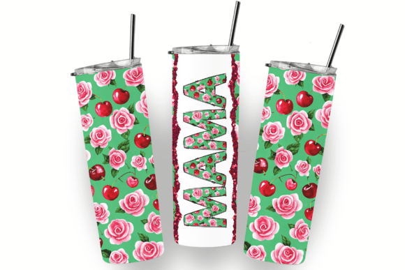MAMA Rose Cherry Green Tumbler Wrap