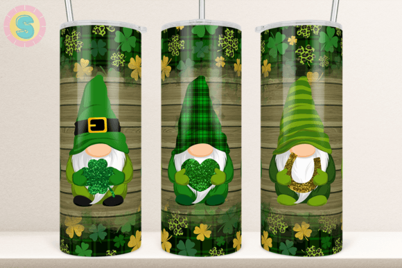 St Patrick’s Gnome Plaid Tumbler Wrap