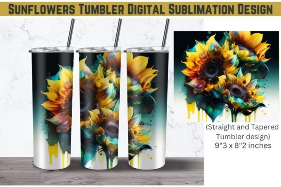 Sunflowers Tumbler Alcohol Ink 20oz