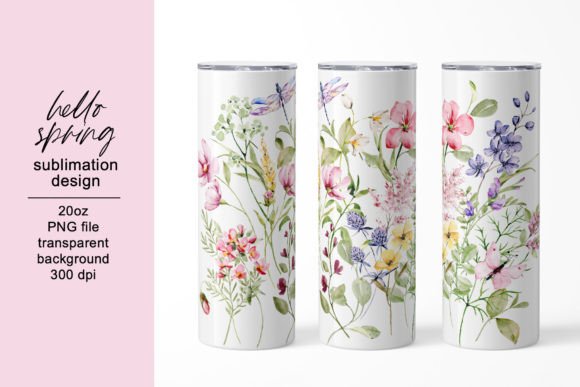 Tumbler Sublimation Design with Wildflow